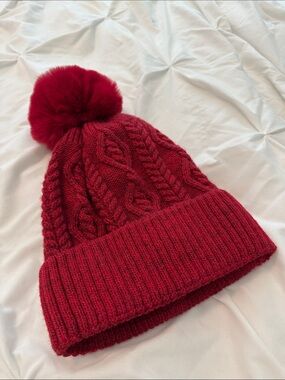 Handmade Classic Cable Knit Winter Hat - With Removable Pom Pom
